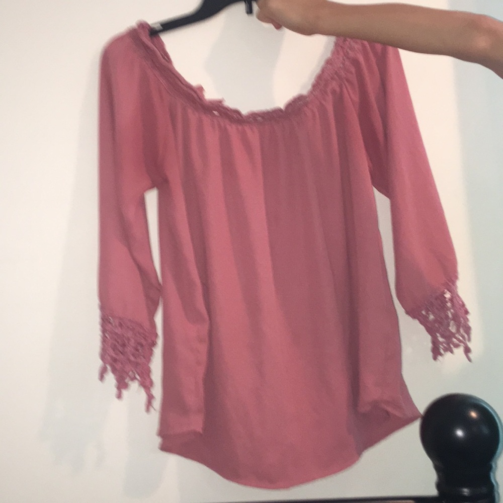 Off the should blouse with lace